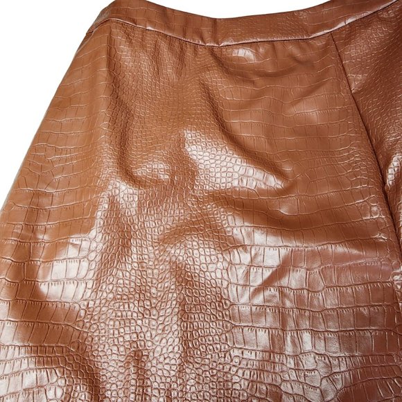 NWOT Womens Leather Short Skirt Split Hem Size Small Brown - Picture 6 of 10